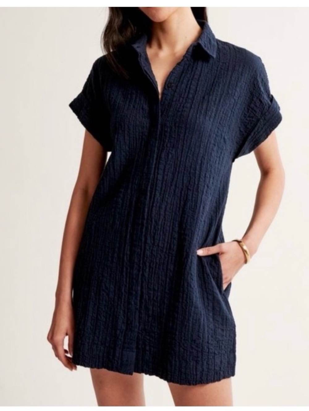 Abercrombie & Fitch Women's Navy Short Sleeve Shirt Dress